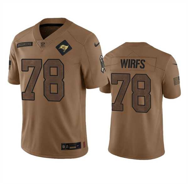 Men%27s Tampa Bay Buccaneers #78 Tristan Wirfs 2023 Brown Salute To Service Limited Jersey Dyin->tampa bay buccaneers->NFL Jersey